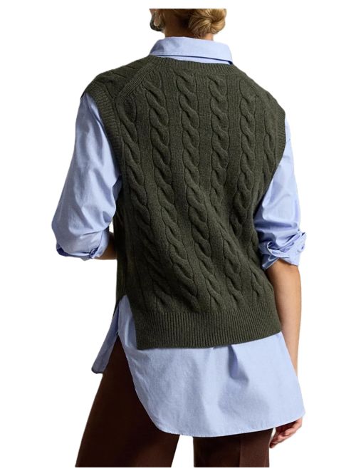 sleeveless pullover senza maniche a trecce olive Polo Ralph Lauren | 211-949994-502OLIVE UMBER HEATHER